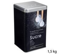 Boîte de rangement AC-Deco Boite alimentaire - Relief II - sucre en poudre - 10.8 x 10.8 x 18.4 cm - Fer et étain - Noir