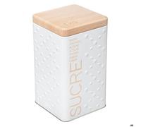 JJA Boîte à sucre poudre métal «Scandinave nature» 18 cm Blanc