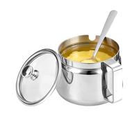 Boîte à sucre pour bar - 10,5 x 9 cm | Pot en acier de 500 ml avec récipient pour huile avec couvercle et cuillère, pour cuisine, thé, sucre, sel, huile, condiments et cuisson, maison