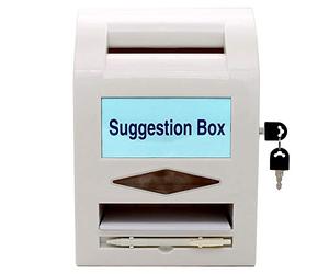 Boîte à suggestions, boîte de dons, boîte aux lettres, boîte de commentaires, cadenas et stylo ou stylo mural ou de comptoir, 6 étiquettes interchangeables