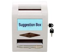 Boîte à suggestions, boîte de dons, boîte aux lettres, boîte de commentaires verrouillable et stylo pour mur ou comptoir, 6 étiquettes remplaçables,