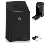 Boîte à suggestions en métal avec fente et verrou pour caisse de dépôt et de vote Avec trous pré-percés pour un montage mural facile Noir 25,4 x 6 x 6,3 cm