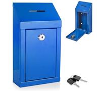 Boîte à suggestions et urnes en métal facile à monter au mur ou à poser sur le plan de travail avec fente supérieure pour pièces de monnaie, serrure incluse avec 2 clés (noir)