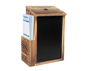Boîte à suggestions - Pot de loterie en bois avec fente latérale et serrure, boîtes de demande de prière sécurisées avec 50 cartes, boîte de rangement pour bulletins de vote de don