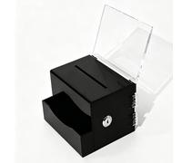 Boîte à suggestions/urne en acrylique avec serrure et 2 clés, boîte de donation/collecte transparente avec porte-étiquette et fente de rangement avant pour bureau, église, collecte de fonds,Noir