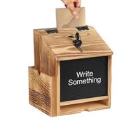 Boîte à suggestions vintage en bois avec serrure | Boîte aux lettres murale avec fente | Organiseur de vote autonome pour vote de commentaires pour église, école, bureau, hôpital et lieu de travail
