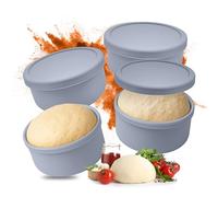 Boîte à teig Relaxdays, 4 pièces, Silicone, jusqu'à 350 g de pâte, congélation, H x D : 6,5 x 14,5 cm, Bleue