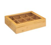 Boîte à Thé 12 Compartiments "Bambou" 28cm Beige
