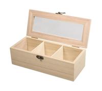 Rayher boîte à thé en bois fSC mixcredit, 3 compartiments, 21,5x 9x7cm, 62598000, Beige