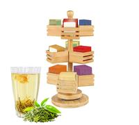 Boîte à thé à 3 niveaux - Organiseur de sachets de thé en bois avec 9 compartiments, support de rangement pour thé | 20 x 20 x 15 cm - Design compact robuste de 1,1 kg, parfait pour la cuisine, le