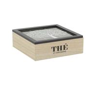 Boite à thé - AUBRY GASPARD - Arbre de vie - 9 compartiments - Bois teinté - Dimensions 24x24x8 cm