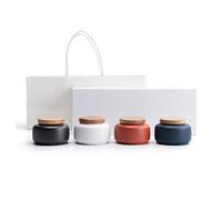 Boîte à thé Boîtes de Cuisine en Céramique, Bocal de Rangement Alimentaire en Porcelaine avec Couvercle et Boîte en Bois Hermétique, Récipient Domestique Servant for les Grains de Café, les Feuilles d