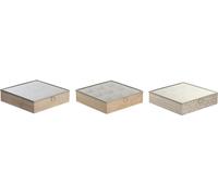 Boîte à thé DKD Home Decor 24 x 24 x 6,5 cm cristal naturel bleu rose métal blanc 3 pièces bois MDF