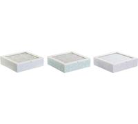 Boîte à thé DKD Home Decor bleu blanc vert violet métal cristal bois MDF (3 pièces)