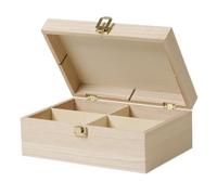 MÉGACRÉA Boite à thé en Bois 4 Compartiments 20 x 14 x 8 cm