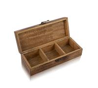 Boîte à thé en bois avec 3 grands compartiments de rangement pour une variété de thé en vrac, épices et herbes naturelles respectueuses de l'environnement vintage rustique