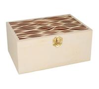 Boîte à thé en bois - Boho - Petites vagues - 9,5 x 21 x 14,2 cm - 6 casiers