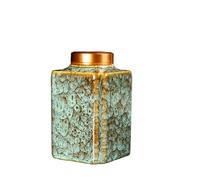 Boîte à thé en céramique, hermétique, compacte et pratique. Bocal de rangement robuste en céramique for et le salon. Récipient en porcelaine.(Green)