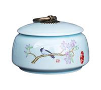 Boîte à Thé en Céramique Thé De Style Japonais Café Sucre Pots De Stockage Bocaux Boîte à Thé Traditionnelle en Céramique pour Cuisine, Ronde, Blue-Bird