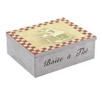 Boite à thé en métal 6 compartiments multicolore G