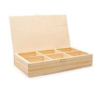 Boite à thé - Graine Créative - 6 cases - Bois - Couvercle plein - 30 x 16 x 6 cm
