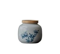 Boîte à Thé Hand-Painted Plum, Orchid, Bamboo and Chrysanthemum Tea Cans Blue and White Sealed Cans Ceramic Portable Small Moisture-Proof Mini Black and Green Tea Storage Cans Tea Cans(D)