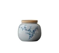 Boîte à Thé Hand-Painted Plum, Orchid, Bamboo and Chrysanthemum Tea Cans Blue and White Sealed Cans Ceramic Portable Small Moisture-Proof Mini Black and Green Tea Storage Cans Tea Cans(B)