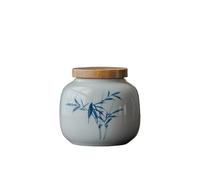 Boîte à Thé Hand-Painted Plum, Orchid, Bamboo and Chrysanthemum Tea Cans Blue and White Sealed Cans Ceramic Portable Small Moisture-Proof Mini Black and Green Tea Storage Cans Tea Cans(C)