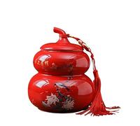 Boîte à Thé Hand-Painted White Porcelain Tea Caddy, Ceramic Gourd Caddy, Large Sealed Pu'er Tea Caddy, Chinese Style Storage and Moisture-Proof Tea Cans(A)