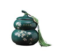 Boîte à Thé Hand-Painted White Porcelain Tea Caddy, Ceramic Gourd Caddy, Large Sealed Pu'er Tea Caddy, Chinese Style Storage and Moisture-Proof Tea Cans(B)