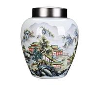 Boîte à Thé Large Ceramic Tea Cans Household Storage Cans Pu'er Tea Black Tea Green Tea Sealed Cans tin Cover Longjing Tea Cans Tea Cans(A)