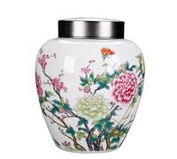 Boîte à Thé Large Ceramic Tea Cans Household Storage Cans Pu'er Tea Black Tea Green Tea Sealed Cans tin Cover Longjing Tea Cans Tea Cans(B)