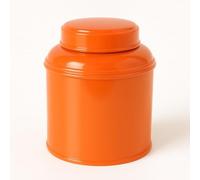 Boîte à thé orange pastel empilable 80-100 g - Fer blanc qualité alimentaire | Double couvercle hermétique | Fabriquée en France | Boîte ronde durable pour thé, infusion, épices
