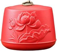 Boîte à thé, pot en céramique, Boîte de rangement en céramique, réservoir stockage thé scellé, domestique, organisateur(Red)