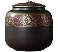 Boîte à thé, pot en céramique, Boîte de rangement en céramique, service à thé chinois rétro, pot simple for, organisateur(Red,18.4x21.5cm)