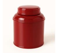 Boîte à thé rouge ru mpilable 100 g - Fer blanc qualité alimentaire | Double couvercle hermétique | Fabriquée en France | Boîte ronde durable pour thé, infusion, épices