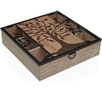 Boîte à thé Versa bois 24,8 x 6,2 x 24 cm Arbre de vie