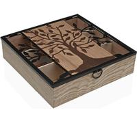 Boîte à thé Versa bois 24,8 x 6,2 x 24 cm Arbre de vie