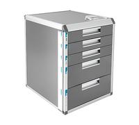 Boîte à tiroirs en métal verrouillable - Rangement de documents - Armoire de bureau en alliage d'aluminium - Armoire de bureau en métal - Conteneur d'appoint pour documents (5 niveaux)