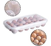 Boîte à Œufs 18 Alvéoles Transparente avec Couvercle pour Réfrigérateur - Range Œufs Empilable Protection Anti-Choc (32 x 18 cm)