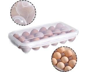 Boîte à Œufs 18 Alvéoles Transparente avec Couvercle pour Réfrigérateur - Range Œufs Empilable Protection Anti-Choc (32 x 18 cm)