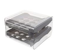 Boîte à Œufs à Tiroir Double Couche 32 Compartiments, Plastique | Transparent Pet et Pp, Rangement Ordonné à Rainure Large, Peut Se Placer le Réfrigérateur