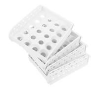 Boîte à Œufs Empilable Blanche 4 Couches, 30 Alvéoles par Niveau | PP Robuste, Rainure Séparée pour Chaque Œuf, Usage Placard et Congélateur, Retrait Facile Style Aléatoire