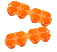 Boîte à Œufs Plastique 4 Alvéoles Étanche, Lot de 2, Orange | Rangement Réutilisable en Plastique, Compartiments Individuels, pour Réfrigérateur Cuisine