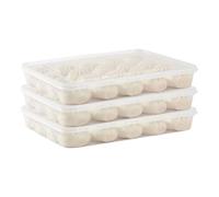 Boîte à œufs pour réfrigérateur, grand récipient de rangement empilable de 3 pièces, support à œufs pour boules de pâte de cuisine compatible micro-ondes | Organisateur de garde-manger pour