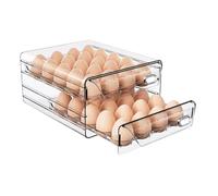 Boite à Œufs Transparent à Tiroir, Double Couche Plateau à Œufs en Plastique avec Couvercle, Rangement Œufs pour Frigo Empilable, Grand Distributeur Œufs, Jusqu'à 40 Œufs (Double couche)