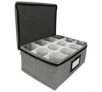 Boîte à verre à whisky portable avec poignée 12 compartiments Verre à | 12 compartiments rembourrés individuellement de 7,6 x 7,6 cm chacun, pour verres à whisky, triés en toute sécurité