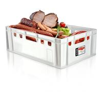 Boîte à viande kadax en plastique HDPE, boucher 60 x 40 cm, boîte à viande E2 avec poignées confortables, boîtes, eurobox, boîte de stockage, boucher, boîte de beurre (40 litres)