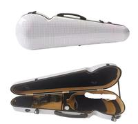 Boîte à violon triangulaire multicolore 4/4, étui en Fiber de carbone, accessoire for avec hygromètre Pour Le Rangement Des Violons(White plaid)