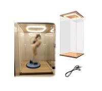 Boite Acrylique Boîte d’Exposition Haute et Étroite avec Éclairage Porte à Ouverture Frontale, Boîtier de Rangement Empilable pour Maquettes, Jouets Souvenirs(10x15xH30cm/4x6x12")